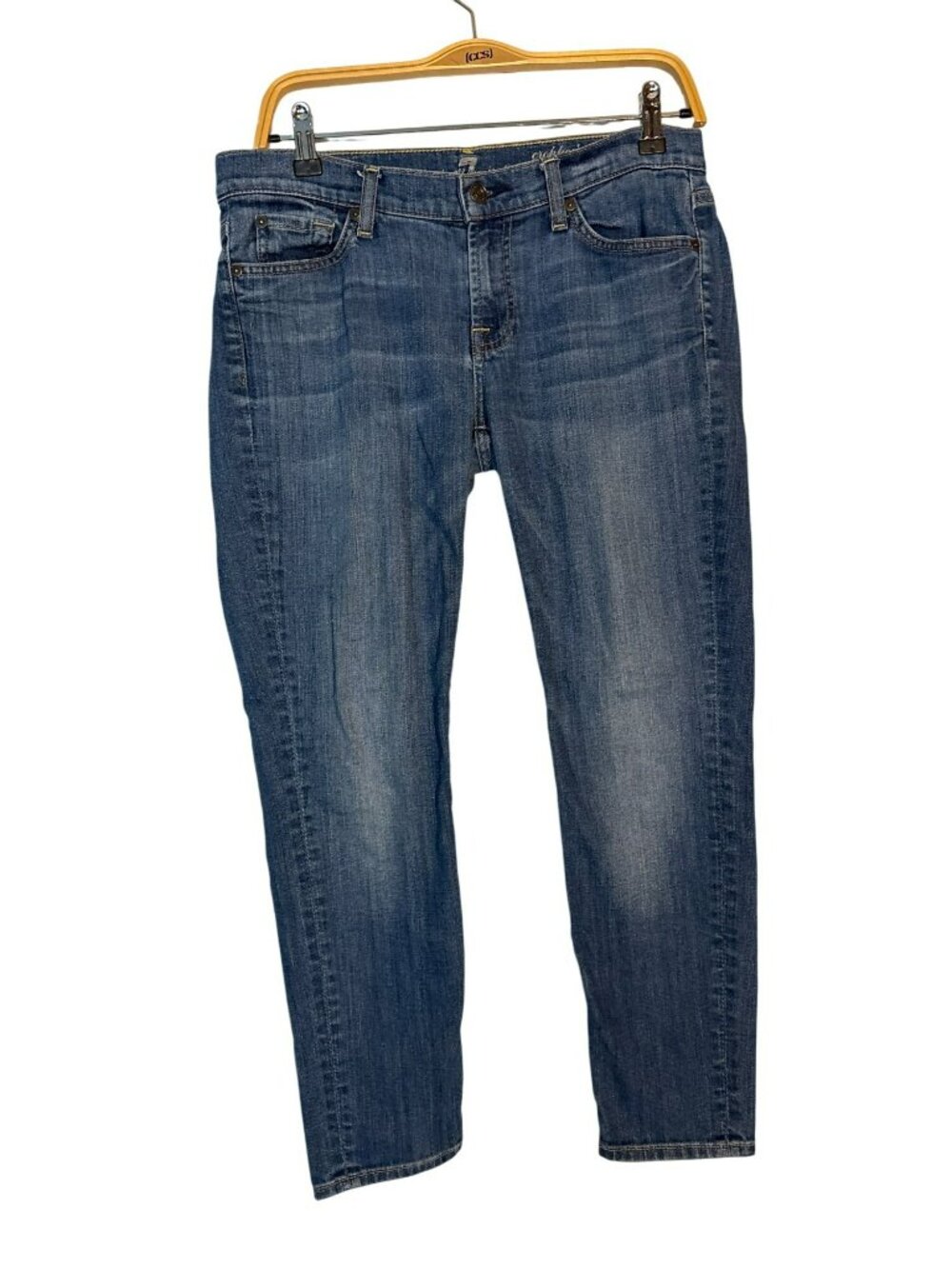 7 For All Mankind Cropped Gwenevere  Stretch Denim Mid-Rise Jeans Size 28